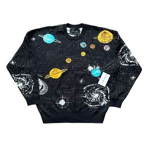NWT SPIRIT JERSEY Sweater Outer Space Wish You Were Here Unisex Oversized Stars